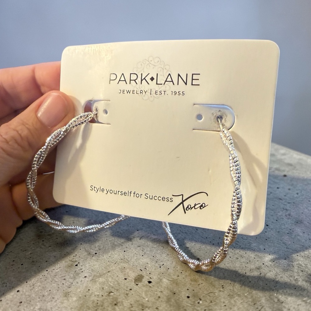 Park Lane Silver Twisted Textured Hoop Earrings